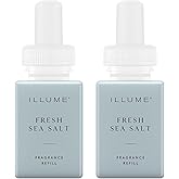 Pura & ILLUME Home Scent Refill - Smart Air Diffuser - Up to 120-Hours of Luxury Fragrance per Refill - Home Essential - Clean & Safe Diffuser Fragrance - 2 Pack, Fresh Sea Salt