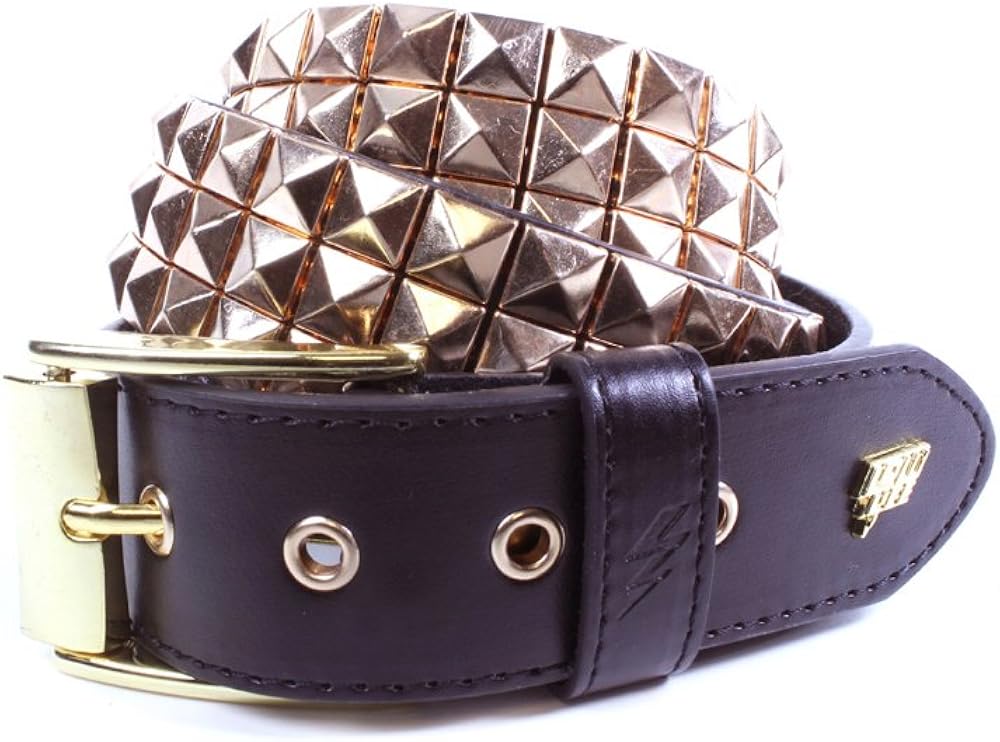 Lowlife Triple S Studded Leather Belt Black/Rose Gold at Amazon Men’s