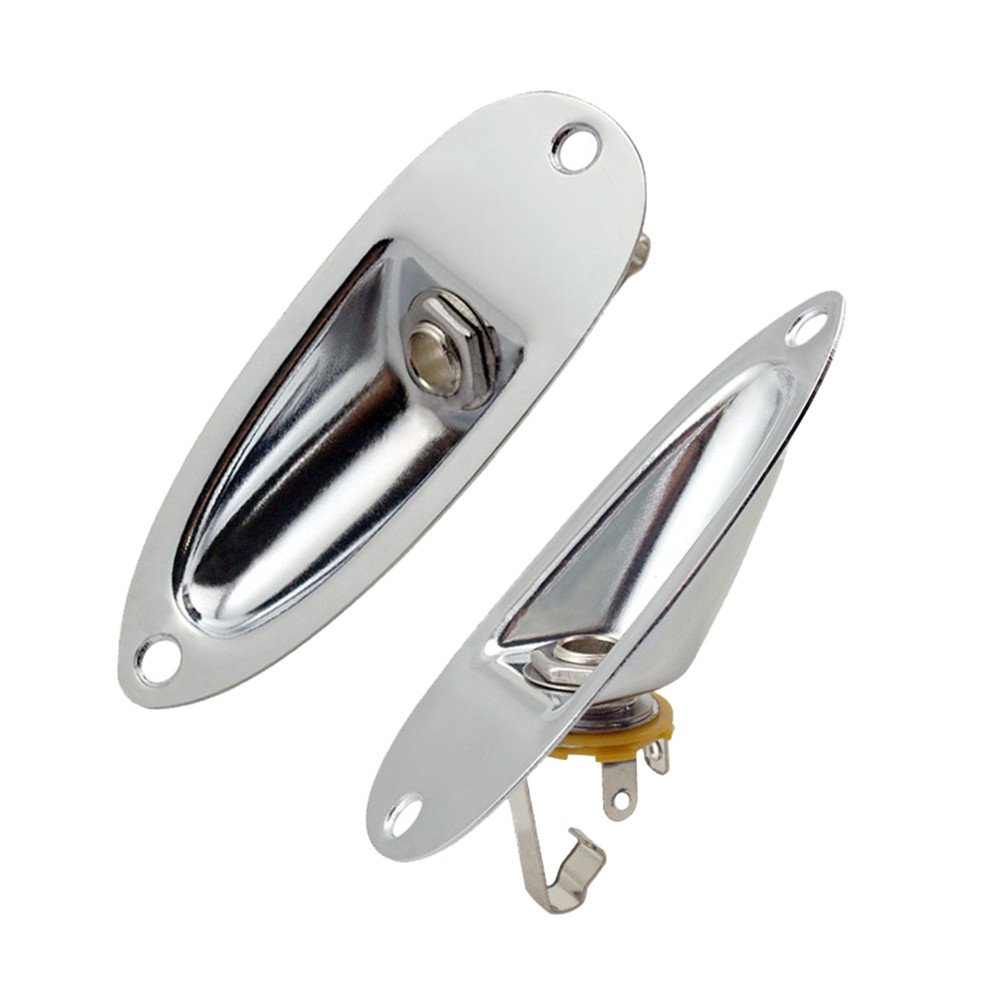 2pcs Chrome Loaded Guitar Output Jack Plug Socket With Plate Mono for Fender Strat Stratocater Style Electric Guitar 1/4"