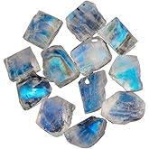50carats Real Raw Blue Moonstone Gemstone, Rough Crystals, DIY Jewelry Making, Wire Wrapping, Chakra Healing Crystals, Loose Stones, Wholesale Lot, June Birthstone, Natural Rainbow Moonstone Pack