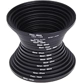 Step Up Rings 18Pcs Metal Filter Ring Adapter Set - 9pcs Step Up + 9pcs Step Down Rings (37-82mm), Compatible with Digital SLR Cameras