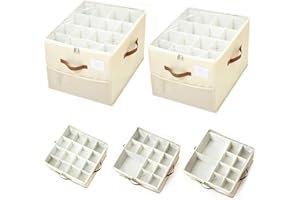 Shoe Organizer for Closet, Foldable Shoe Storage Containers with Pop-Up Dividers and Clear Cover, Fits up to 16-32 Pairs, Fol