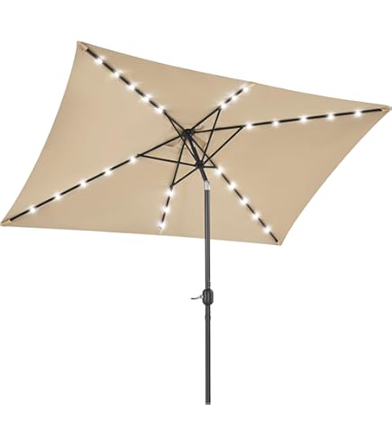 C-Hopetree 6.5 x 10 ft Rectangular Outdoor Patio Market Table Umbrella with Solar LED Lights, Aqua Blue : Patio, Lawn & Garden