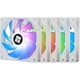 Thermalright 5 Pack TL-C12CW-S CPU Fan 120mm White ARGB Case Cooler Fan, 4pin PWM Silent Computer Fan with S-FDB Bearing Included, up to 1550RPM Cooling Fan（5 Quantities）
