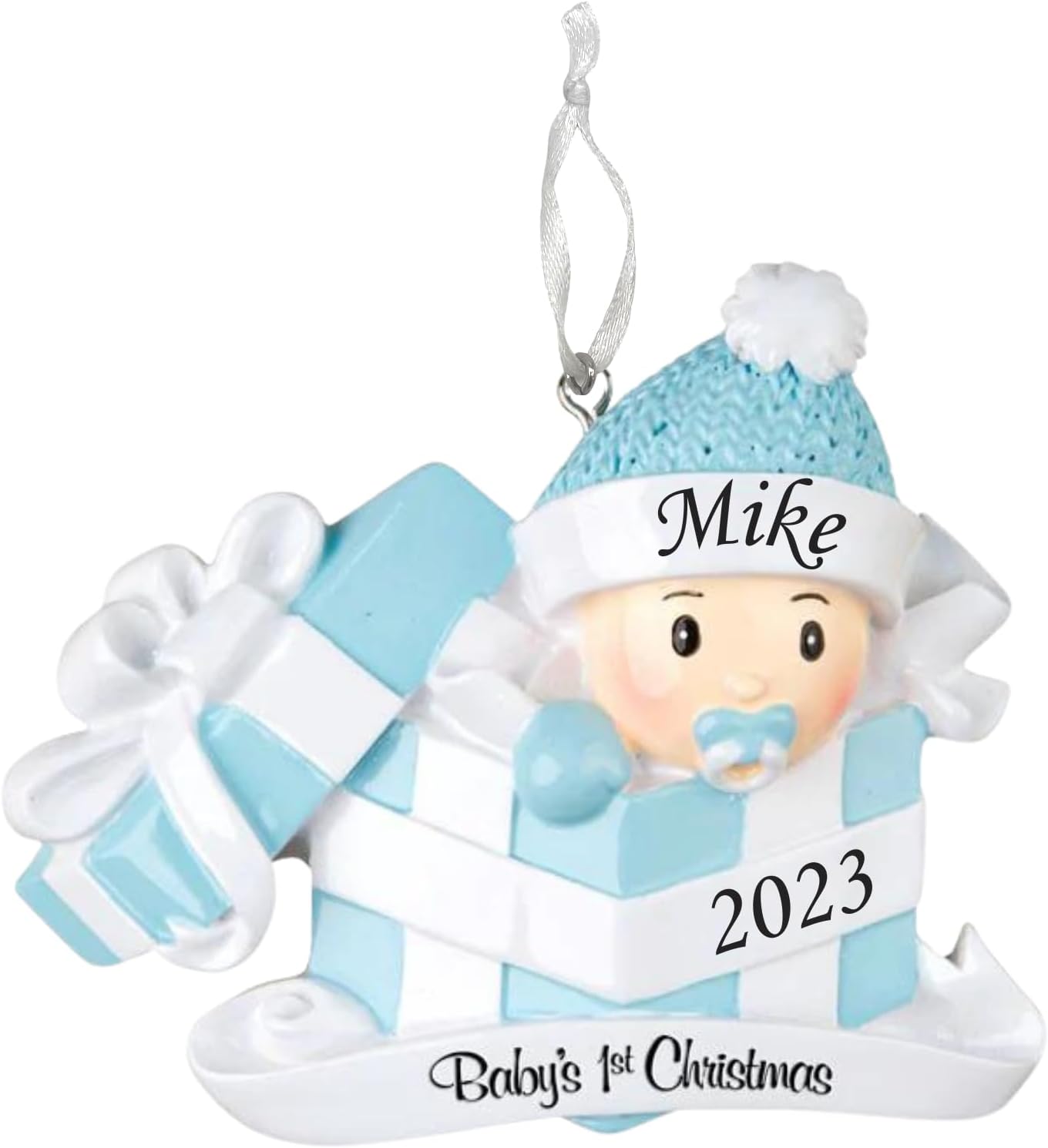Ornaments - 2023 Personalized Ornament Baby's First Christmas Baby Boy in Present Christmas Tree Ornament Artisanal Customized Decoration Baby Ornaments-Free Personalization