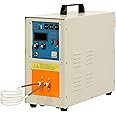 High Frequency Induction Heating Machine 15KW 30-100KHz Heat Melting Welding Quenching Annealing Brazing Metal Melting Furnace (220V Machine with Power Cord and Graphite Crucible)