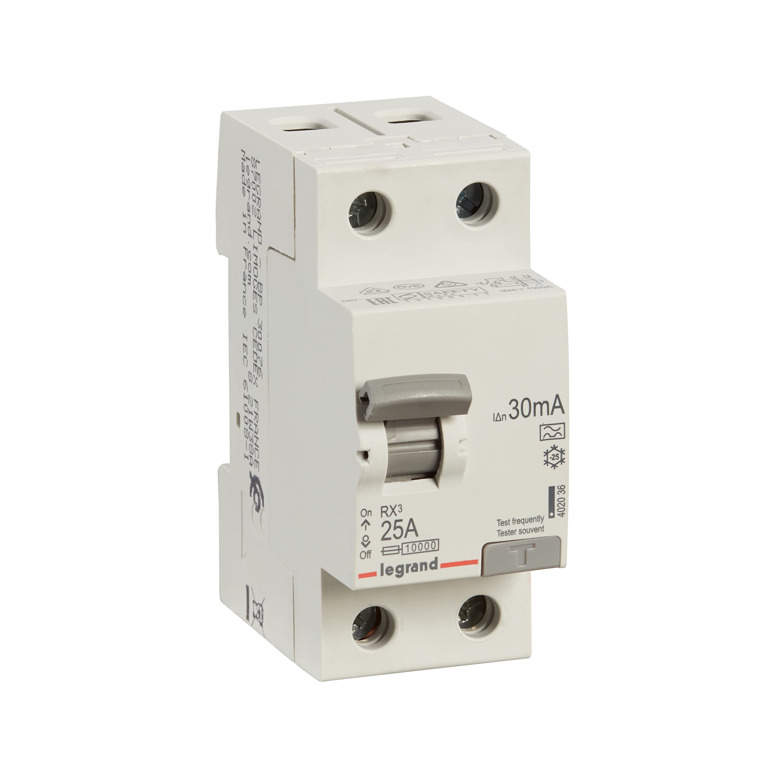 Legrand 402036 FI Circuit Breaker 25 A, 30 mA Residual Current Circuit Breaker/RCD, 2-Pin - 25 A / 30 mA, 1 Piece