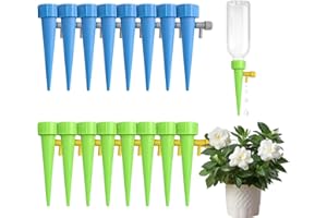 14 Pack Self Watering Spikes, Automatic Plant Watering Devices with Adjustable Release Control Valve Switch, Tool-Free Instal