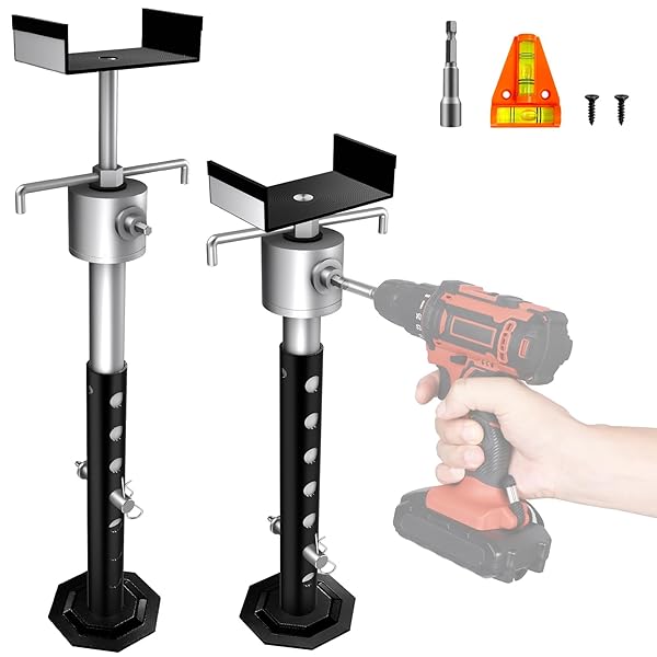 BUYGOE RV SLIDE OUT SUPPORT JACKS, HEAVY DUTY QUICK LIFT SLIDE OUT STABILIZER UP TO 5000 LBS CAPACITY EACH,SET OF 2 TRAVEL TRAILER STABILIZERS FOR TRAVEL CAMPER RV HEIGHT ADJUSTABLE FROM 16″ TO 34″