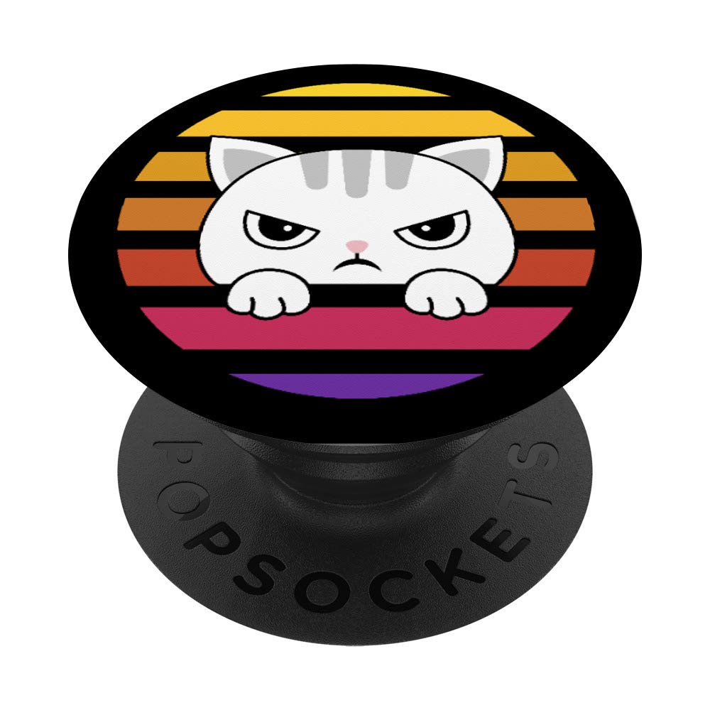 Angry Cat funny Kitten Cats Lover vintage PopSockets Grip and Stand for Phones and Tablets