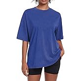 100% Cotton Washed Vintage Oversized T-Shirt for Women,Baggy Boyfriend Tee Workout Short Sleeve Tops