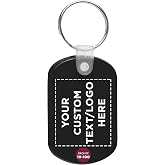 DISCOUNT PROMOS Tag Soft Plastic Keychains - 10/50/100 pack - Customizable Text, Logo - Small Key Tag Chain For Staying Organized - Rubber Key Ring Keychain &ndash; Black