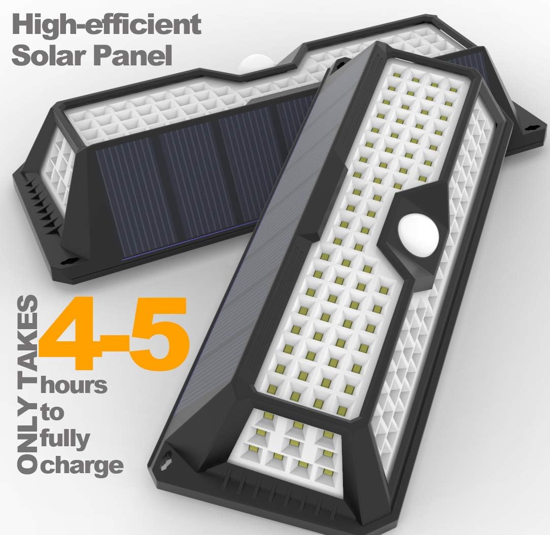 MagicPro Solar Lights Motion Sensor Solar Powered Light - 136 LED Outdoor Security Lighting for Porch, Garden, Driveway, Energy Saving, Durable and Waterproof White Light 2PK - - 