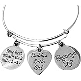 Daddy's Little Girl Charm Bracelet Silver Expandable Bangle Daughter Gift Your First Breathe Took Mine Away