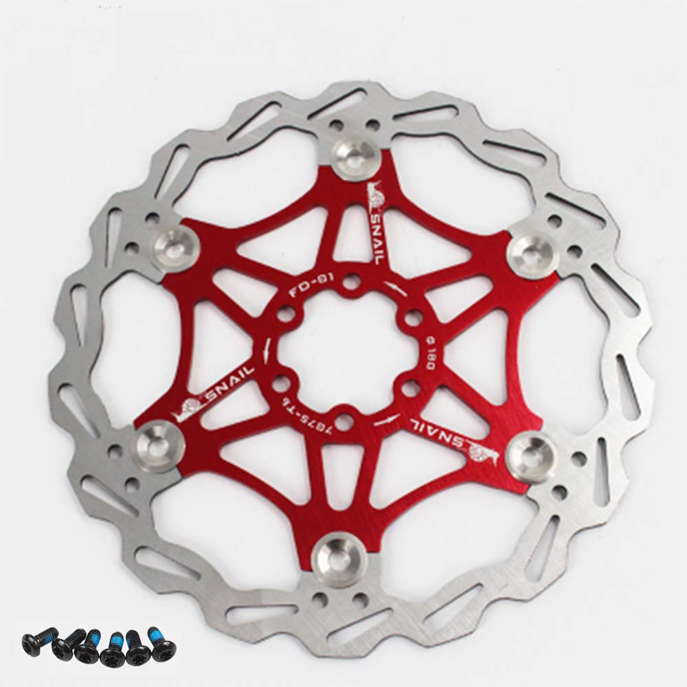 Newgoal Bicycle Disc Brake Disc 180mm Mountain Bike Floating Brake Disc Center Lock Bicycle Accessories(red)