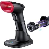TEEMI 2D Bluetooth Barcode Scanner with USB Charging Base TMSL-58CR | Tool-Free 2600mah Replaceable, Auto Hands-Free Scanning, Wireless 1D 2D QR Reader for Warehouse, Retail &amp; Library