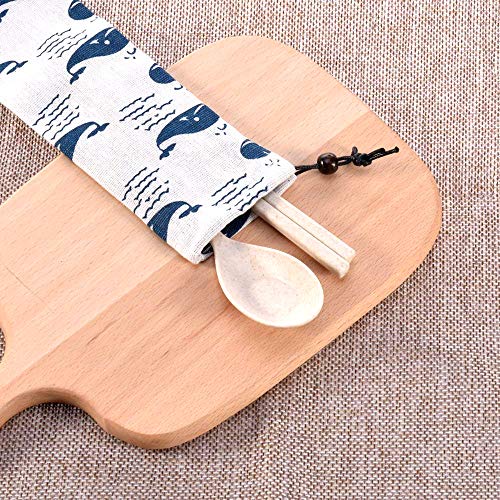 10 Pack Straw Carrying Case,CKANDAY Travel Cutlery Pouch Cloth Bag for Stainless Steel Glass Drinking Metal Straw Knife Fork Spoon Bamboo Chopsticks Cleaning Brush - 10 Colors / 9.84 x 2.36in