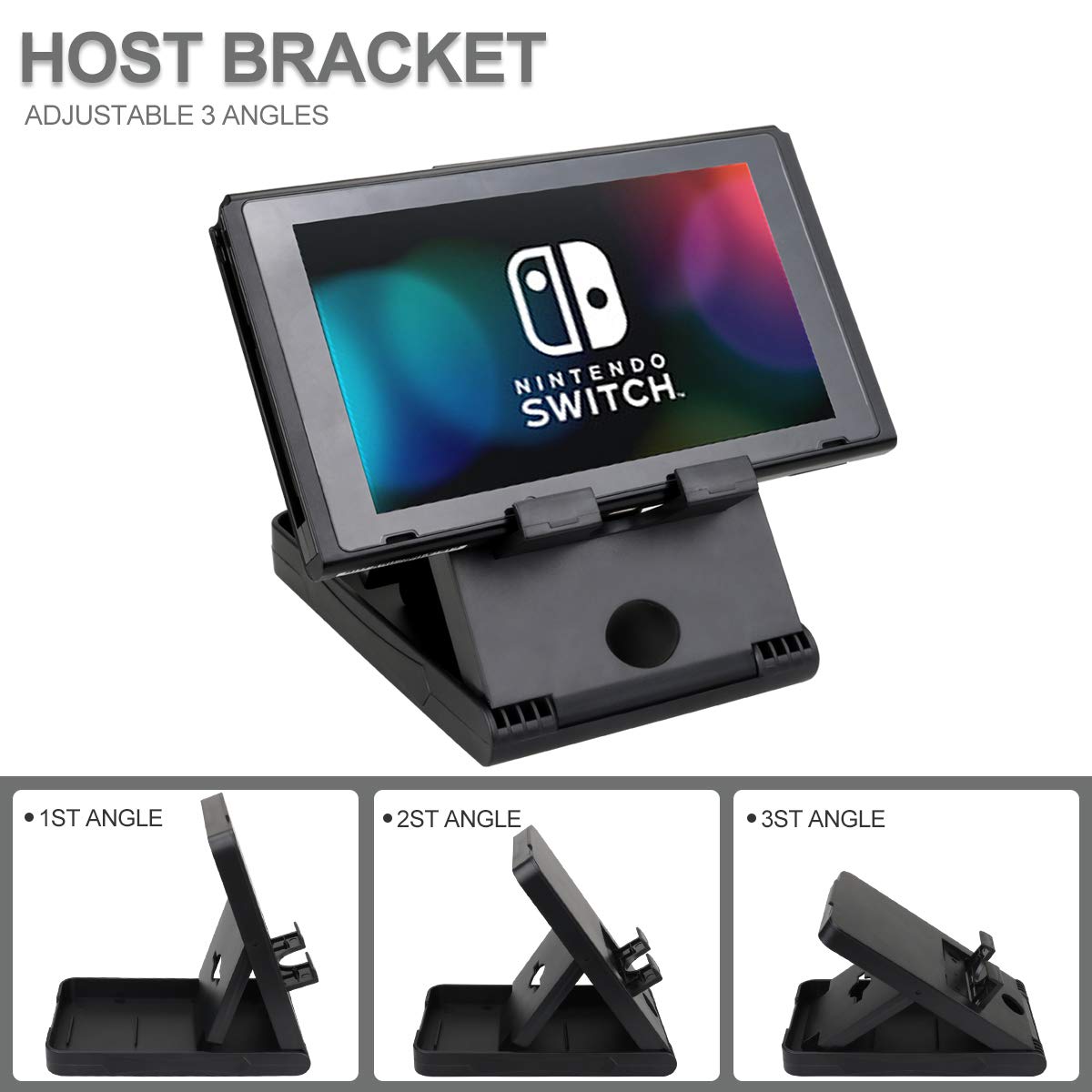 Switch Accessories Bundle, Kit with Carrying Case, Protective Case with Screen Protector, Compact Playstand,Game Case, Joystick Cap, Charging Dock, Grip and Steering Wheel for Nintendo Switch(10-in-1): Video Games