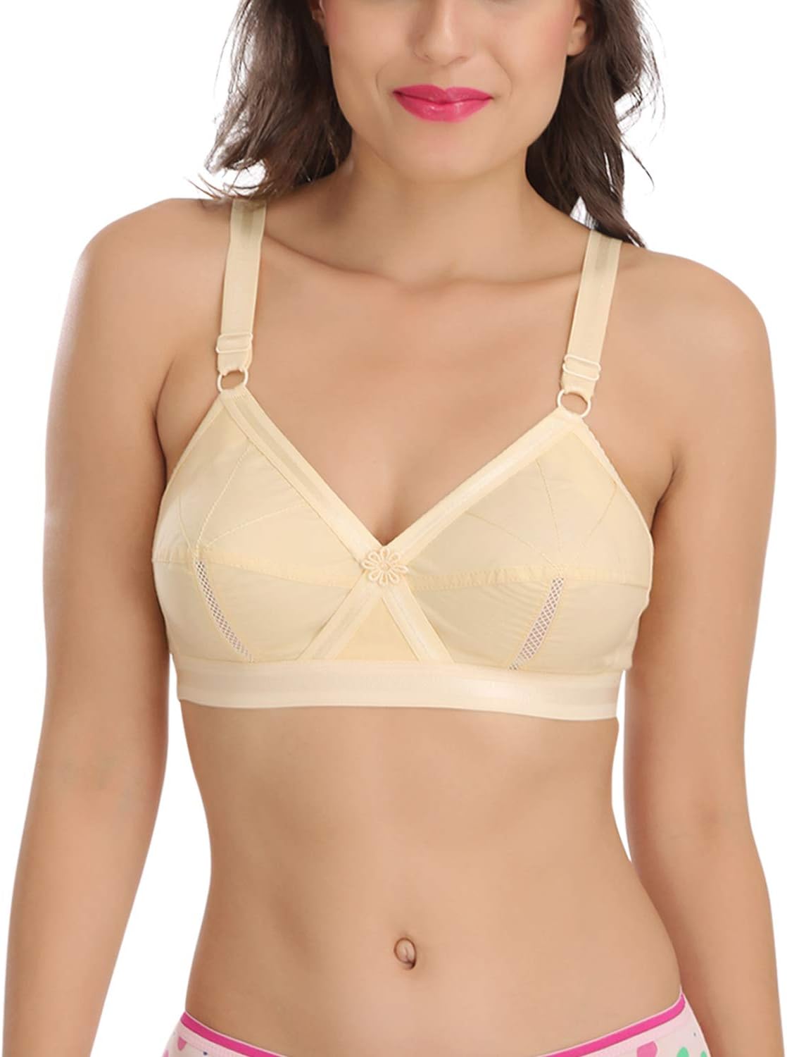 Sona Women's Everyday Perfecto Full Coverage Non Padded Non-Wired Cotton Comfortable Stylish Minimizer Bra