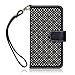 Samsung Galaxy S5 Case, Terrapin [Black] [Etched Floral Pattern] Textured PU Leather Wallet Case with Card Slots ID Window Cash Compartment and Detachable Wrist Strap Case for Samsung Galaxy S5 - Black