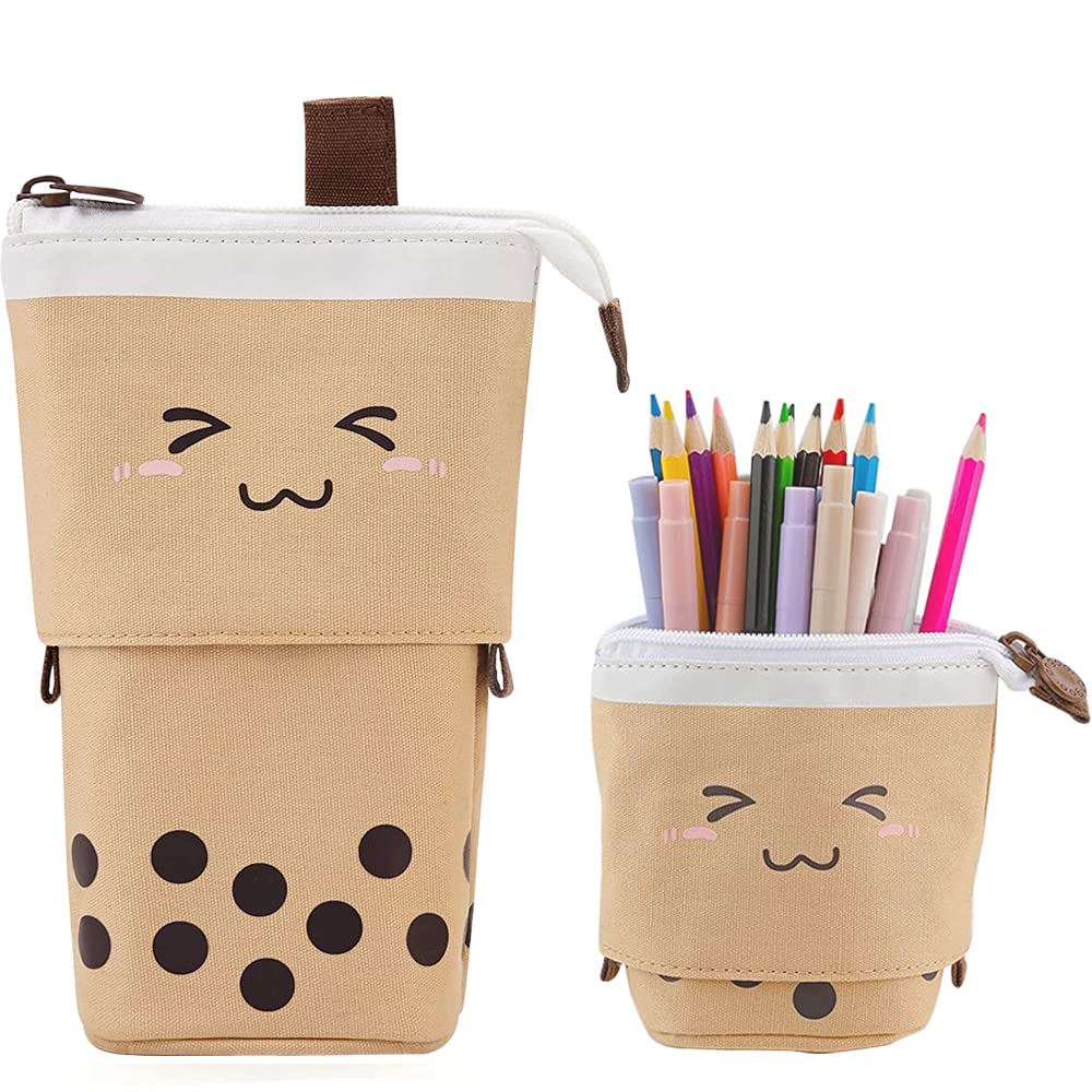 2-in-1 Pop-Up Pencil Case and Pen Holder, Telescopic Student Pencil Holder With Zip Closure — image 1