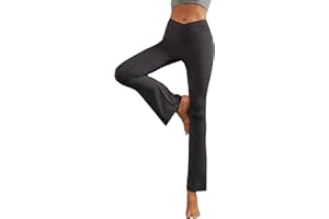 lemonsky Women's Flare Yoga Pant Cossover High Waisted Workout Casual Bootcut Leggings Tummy Control Work Pants