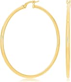 Italian 14k Yellow Gold High Polished Round Hoop Earrings