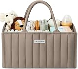 love & lullabies Nappy Caddy Organiser Mocha Baby Basket Diaper Storage