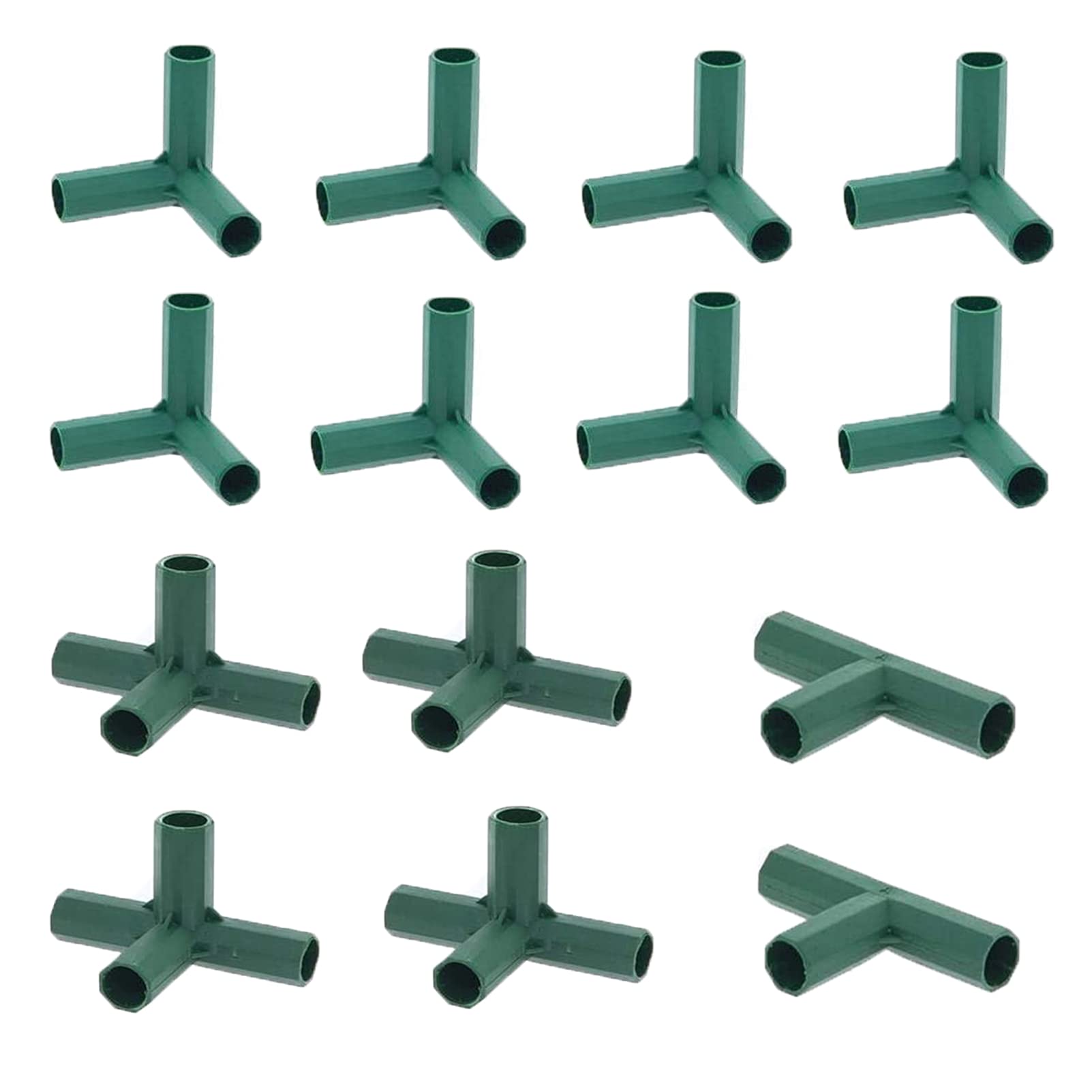 14 Pieces Greenhouse Frame Connectors 3 Way 4 Way PVC Fitting Build Support Canes Connector for Garden Framework Supports Cages Fruit Cages Netting Frames Fencing Furniture Building (for 11mm Rods)
