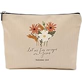 Vintage Flower Bible Makeup Bag for Women, Christian Portable Travel Organizer Toiletry Pouch Cosmetic Bag with Zipper, Bible Verse Roomy Makeup Bags Skincare Pouch Travel Accessories, Christian Gifts