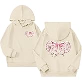 KEEVICI Cute Christian Hoodies for Girls Bow God Is Good Sweatshirt Kawaii Jesus Graphic Hoodie Bible Verse Cotton Pullover