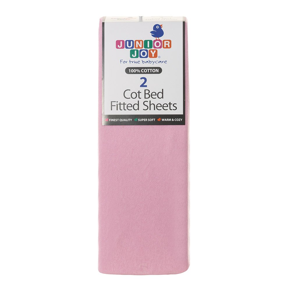 Cot Cotton Fitted Sheet (Pack of 2, Pink) - 6230PI