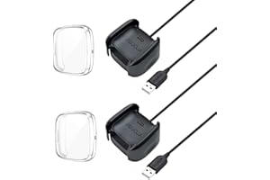2Pack Compatible with Fitbit Versa 2 Charger,Versa 2 Special Edition Charger, Replacement Charging Cradle Dock Stand Cable an
