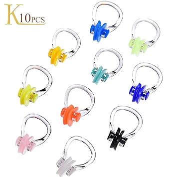 KINDPMA 10pcs Nasenklammer Schwimmen Nasenclip Silikon Nasenklemme für Kinder Erwachsene bunt Nasenschutz zur Schwimmen Tauch