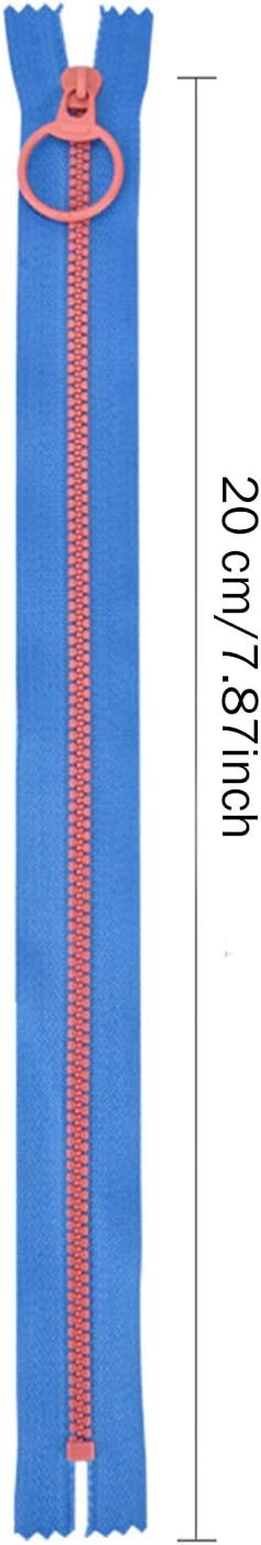 Hossom 20pcs 8inch Nylon Coil Zippers, Resin Zipper, Colourful Zippers with Lifting Ring Quoit, Sewing Zippers, Supplies Zippers for DIY Sewing Craft Tailor Bag Garment (10 Color)