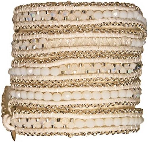 Le Marbella White Wrap Bracelet With Crystals