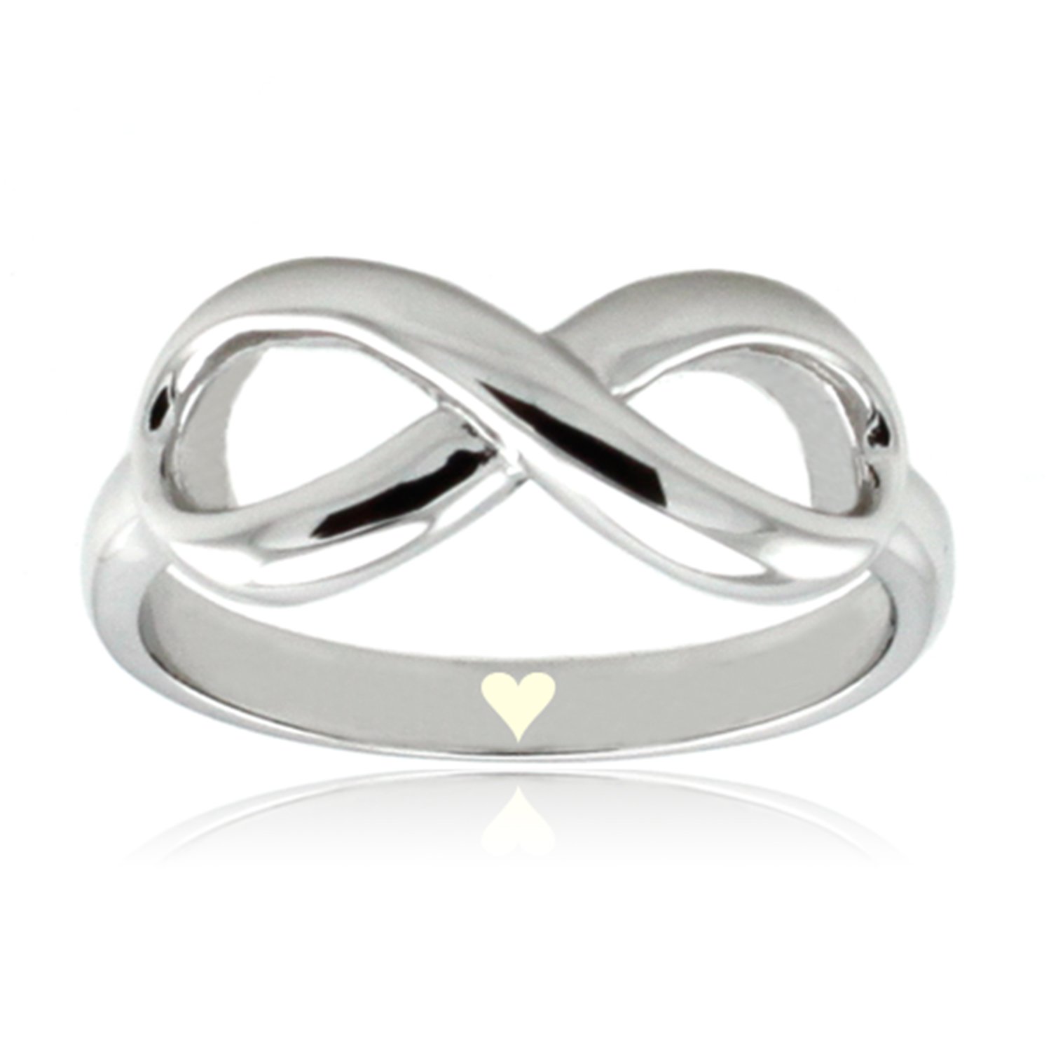 Sterling Silver Heart Icon Engraved Infinity Ring, Size L 1/2