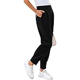 CFLONGE Women's Summer High Waisted Pants for Women 2026 Casual Ankle Length Pant for Work Office Trouser Slacks with Pockets