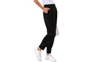 CFLONGE Women's Summer High Waisted Pants for Women 2025 Casual Ankle Length Pant for Work Office Trouser Slacks with Pockets