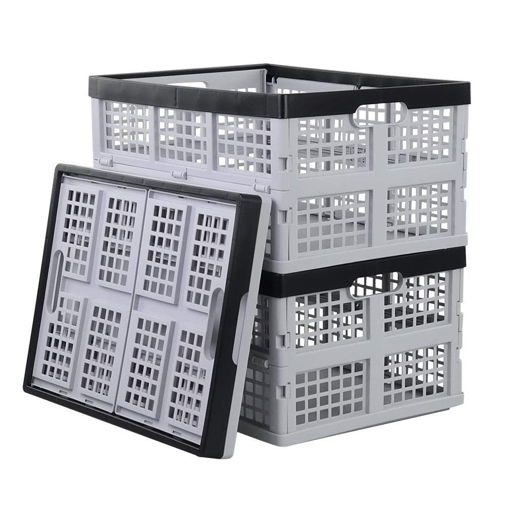 Xowine 28 L Plastic Collapsible Crate Storage, Set of 3 Folding Storage Crate