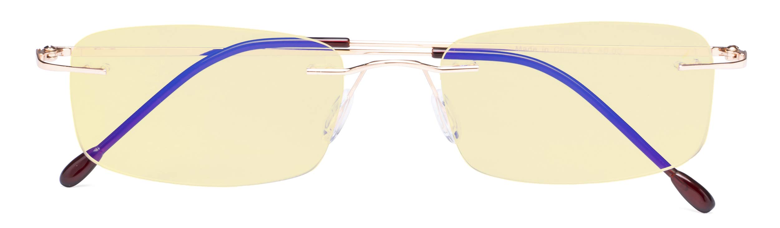 CessBlu Blue Light Blocking Glasses for Men Women Reading Computer Anti Glare UV Protection Eyeglasses Rimless Bendable (Gold) — image 1
