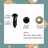 SIYUPU 50-Piece 6mm Jet-Black Craft Eyes for Plush Toys & Yarn view 2