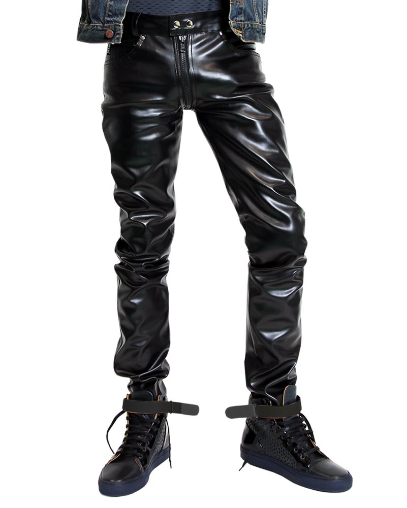 zip leather trousers