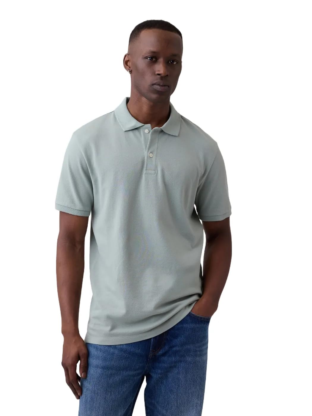 GAP Mens Stretch Pique Polo Shirt Iceberg Green 16-5808 S Image