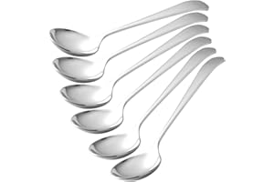 Soup Spoon, Stainless Steel Asian Spoon, Korean Spoons, Round Dinner Spoons for Ramen, Dessert, Cereal, Ice Cream, Coffee, Ko