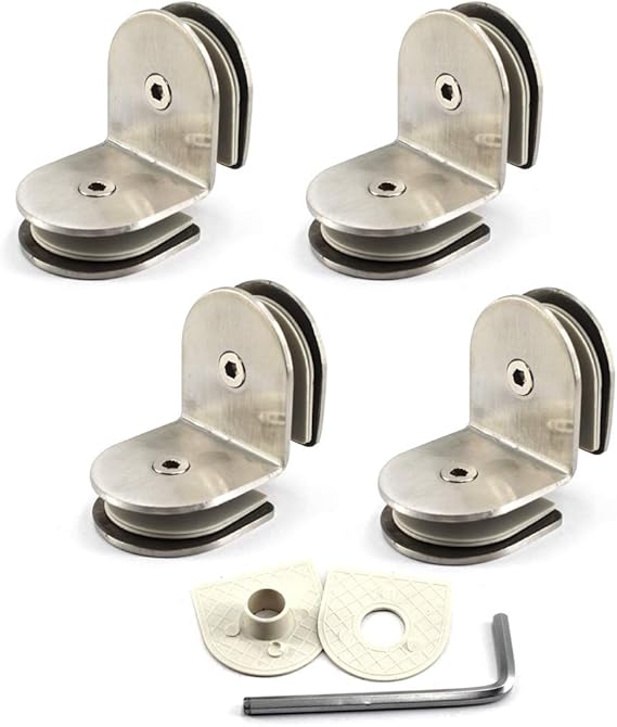 90 Degree Glass Clamp Bracket 812mm Double Side Stainless