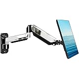 MOUNTUP Monitor Wall Mount, Fully Adjustable Polished Aluminium Gas Spring Single Monitor Arm for Max 32 Inch Flat Curved Com