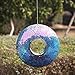 Fly Through Wild Bird Feeder Garden Hanging Bird Feeder Mosaic Circle Squirrel Proof for Outdoor Decoration,Blue