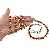 HAHIYO Metal Plus Synthetic Leather Purse Chain Strap Length 47.2 Inches Red Gold for Shoulder Cross Body Sling Purse Handbag Clutch Replacement Comfortable 0.47 Inches Wide 5mm Extra Thick 1 Pack
