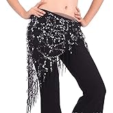 Lauthen.S Women Belly Dance Hip Scarf, Sequin Tassels Triangle Tribal Wrap Skirt Waist Chain